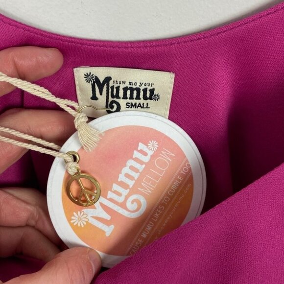 NWT Show Me Your Mumu Pink Bell Sleeve Mini Dress Swing Boho Size Small Shift S - Picture 2 of 10